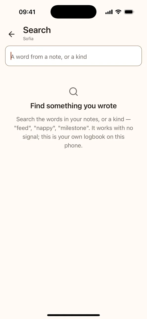 Search, on your own logbook